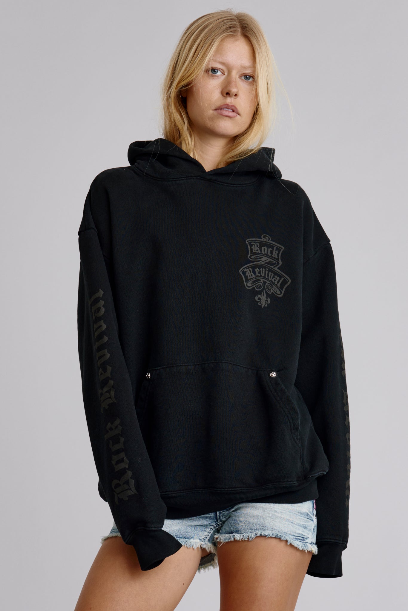 Classic Rock Hoodie in Black / Grey (November) (Women's) - Rock Revival®
