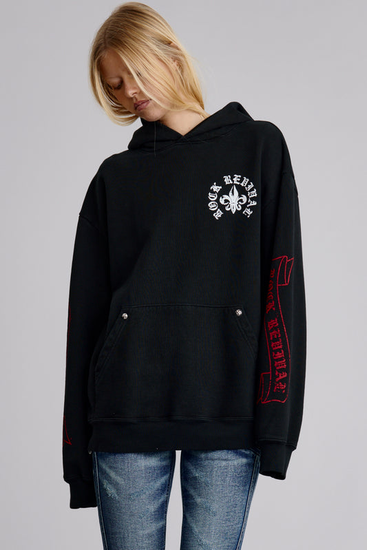 Infernal Fleur Hoodie in Black (WOMEN) - Rock Revival®