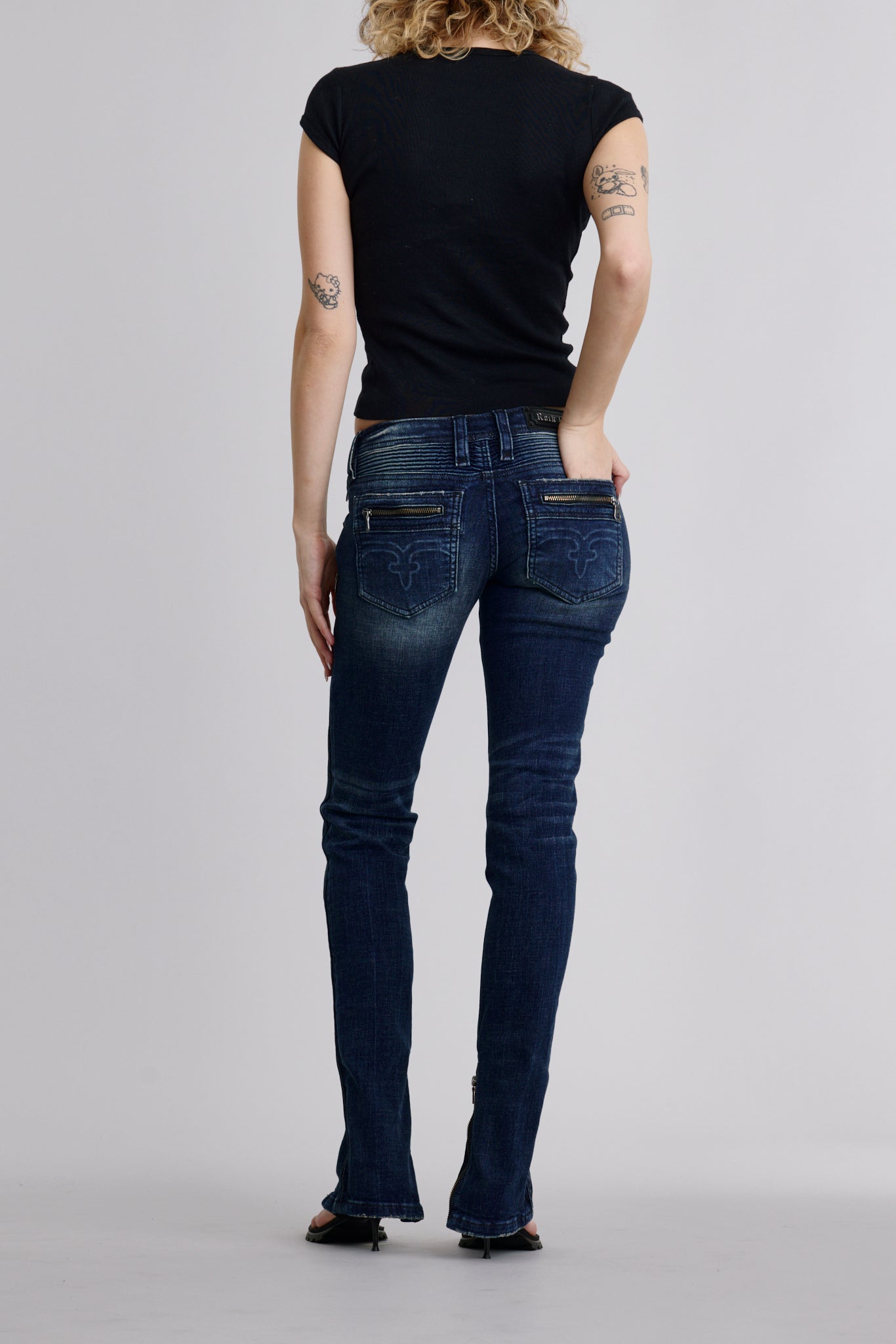 Camille Super Low-Rise Moto Skinny Jeans
