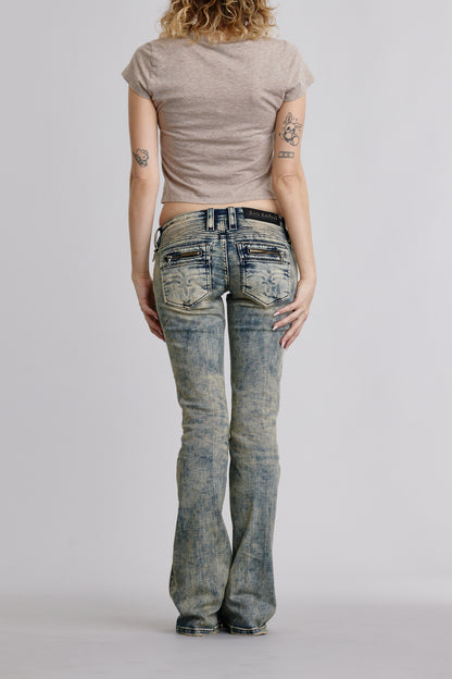 Kamil Super Low-Rise Moto Bootcut Jeans