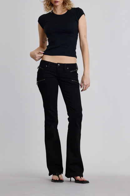 Kamil Super Low-Rise Moto Bootcut Jeans