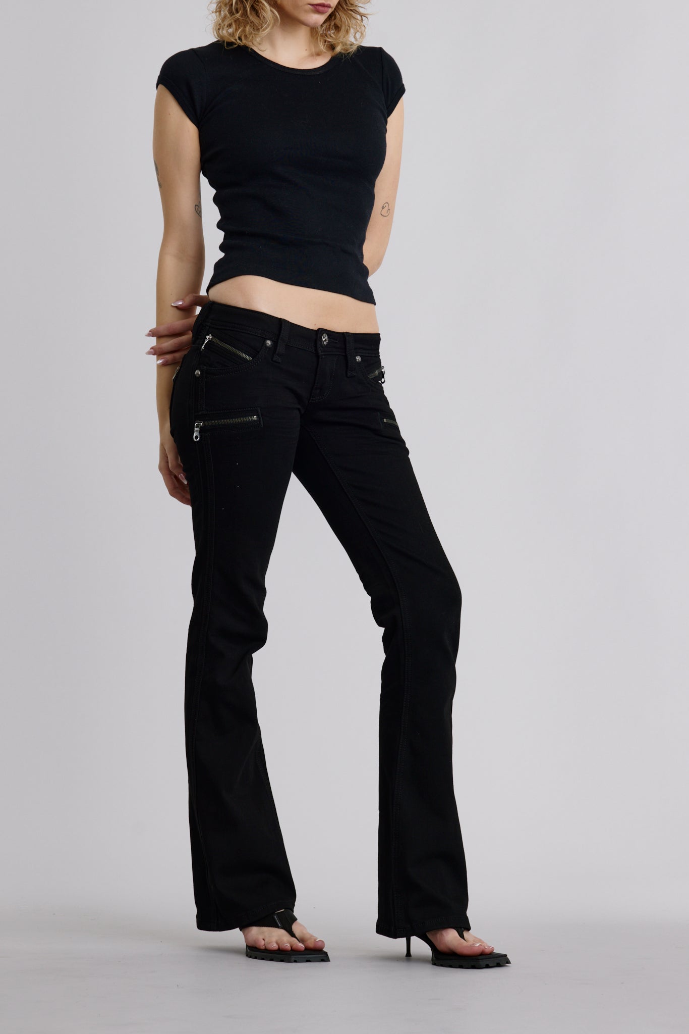 Kamil Super Low-Rise Moto Bootcut Jeans