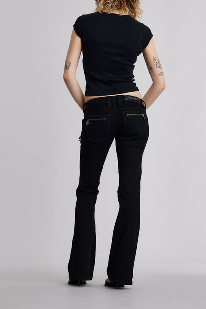 Kamil Super Low-Rise Moto Bootcut Jeans