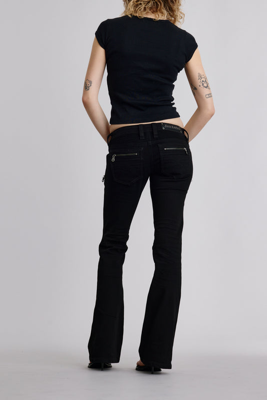 Kamil Super Low-Rise Moto Bootcut Jeans