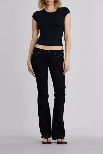 Kamil Super Low-Rise Moto Bootcut Jeans