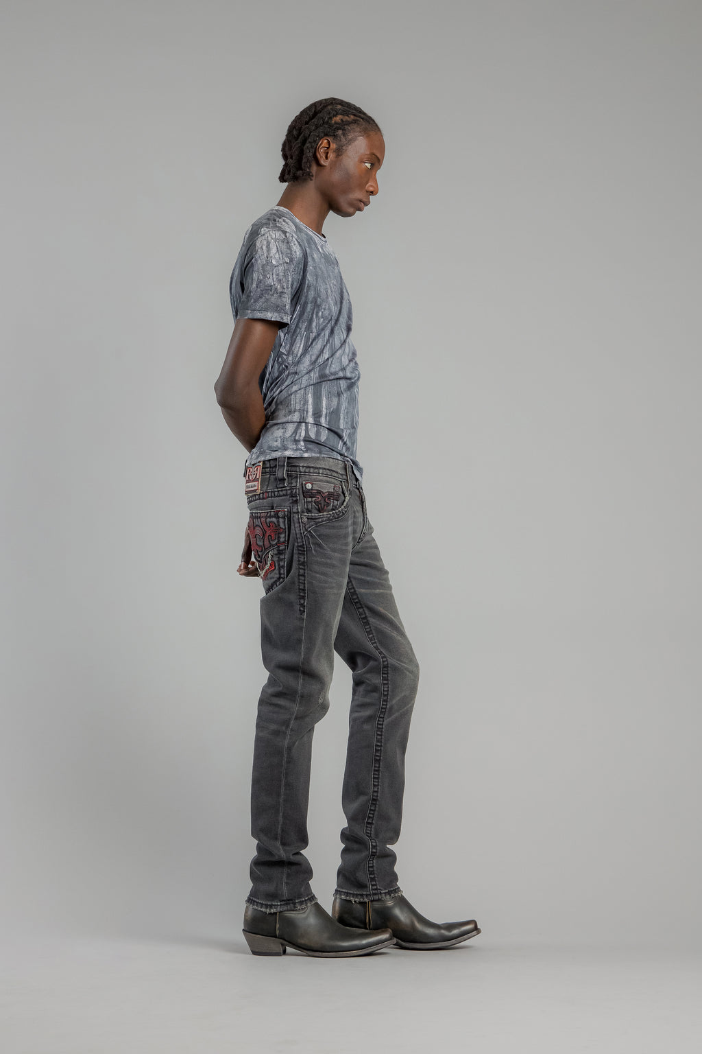 Adriel Alt Straight Jeans in Black - Rock Revival®