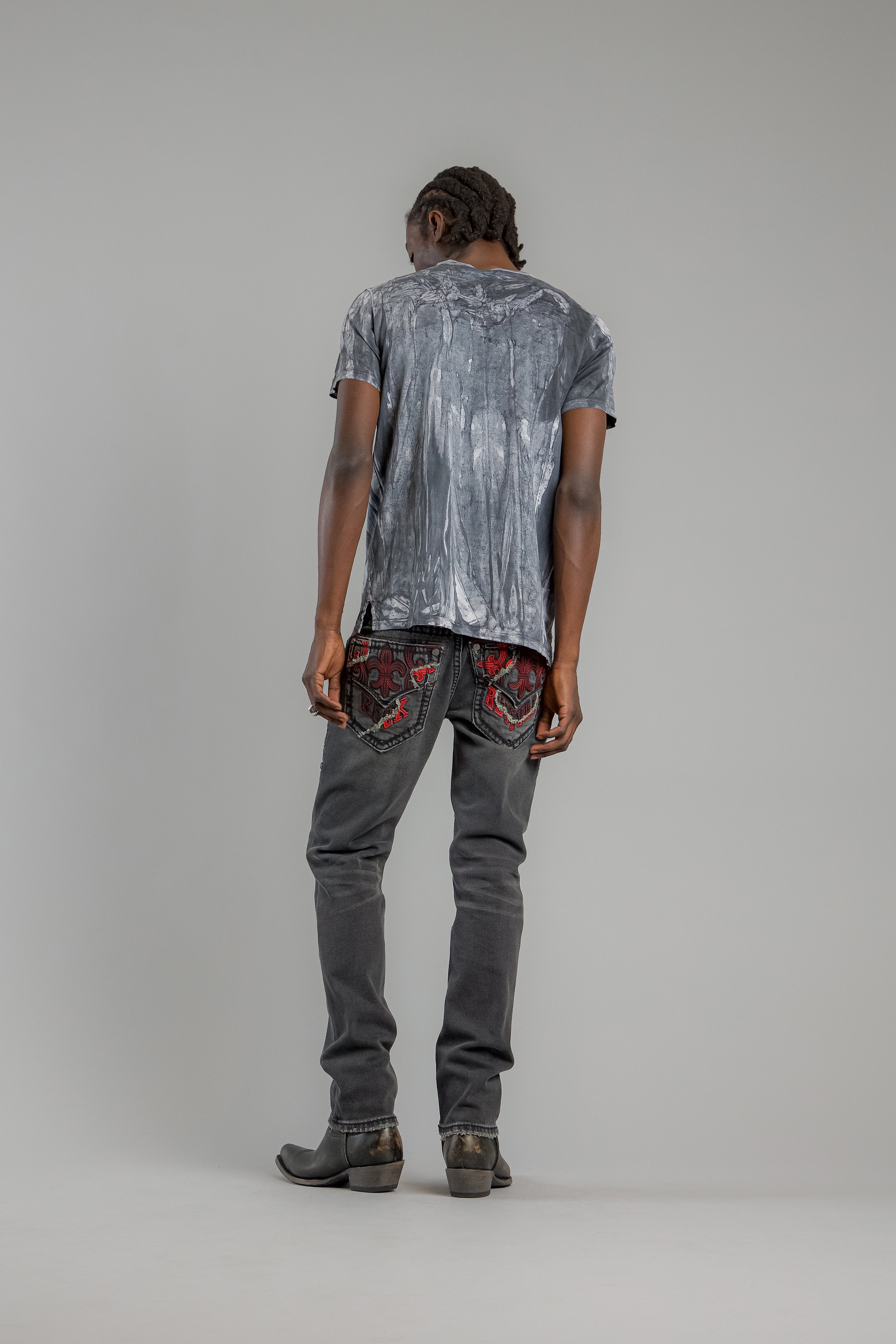 Adriel Alt Straight Jeans in Black - Rock Revival®
