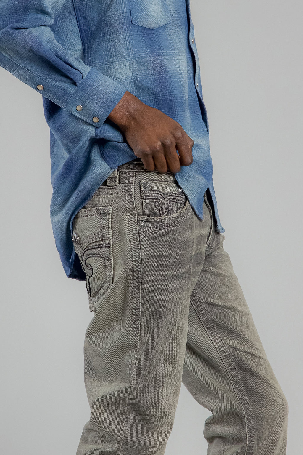 Arther Bootcut Jeans in Gray Black - Rock Revival®