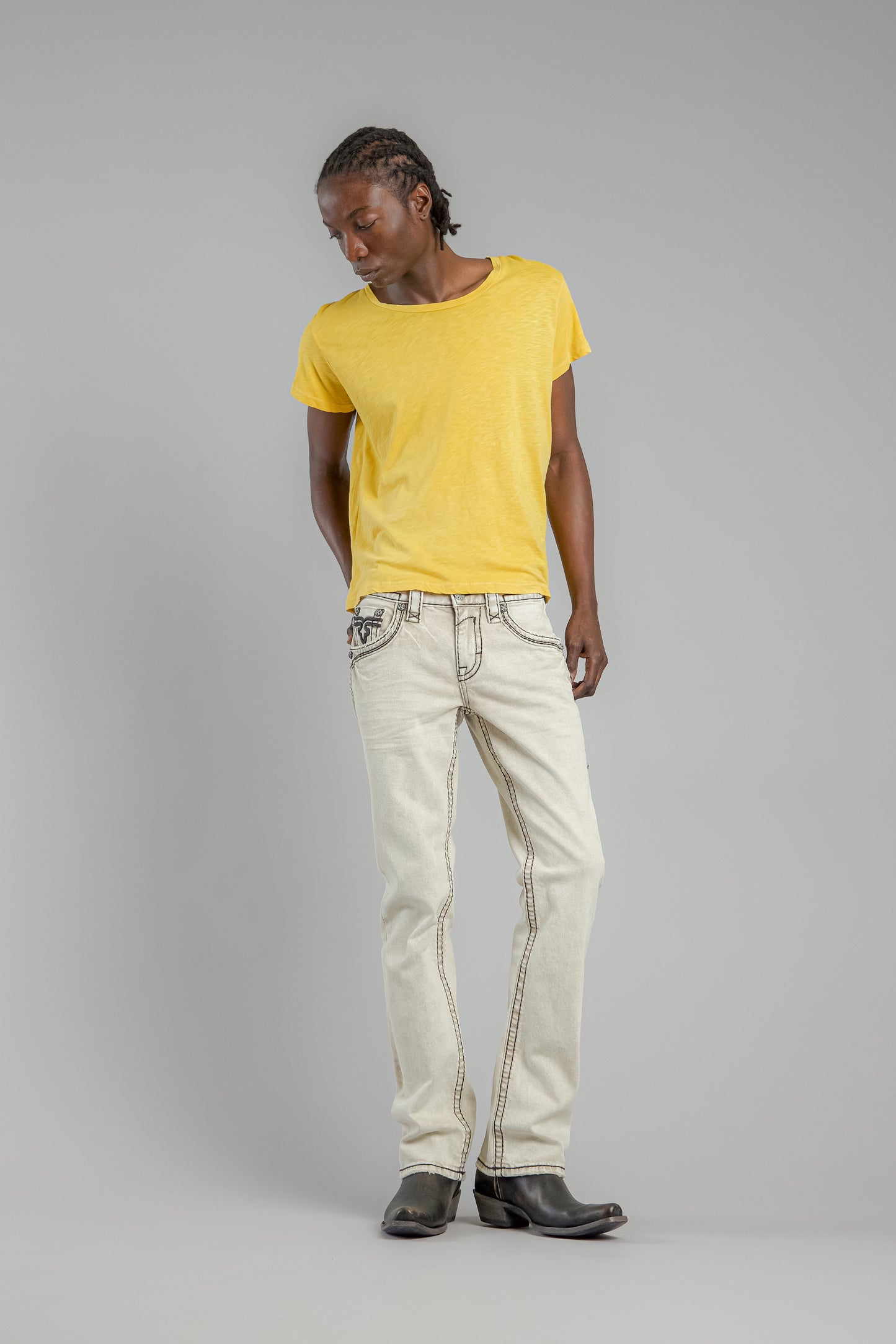 Arther Bootcut Jeans in Light Gray - Rock Revival®