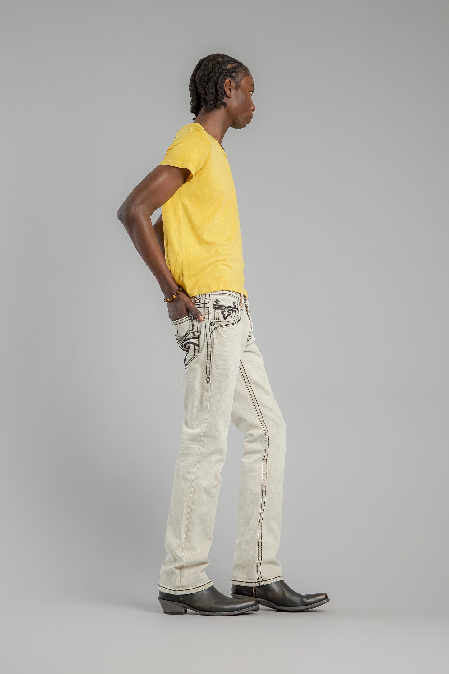 Arther Bootcut Jeans in Light Gray - Rock Revival®