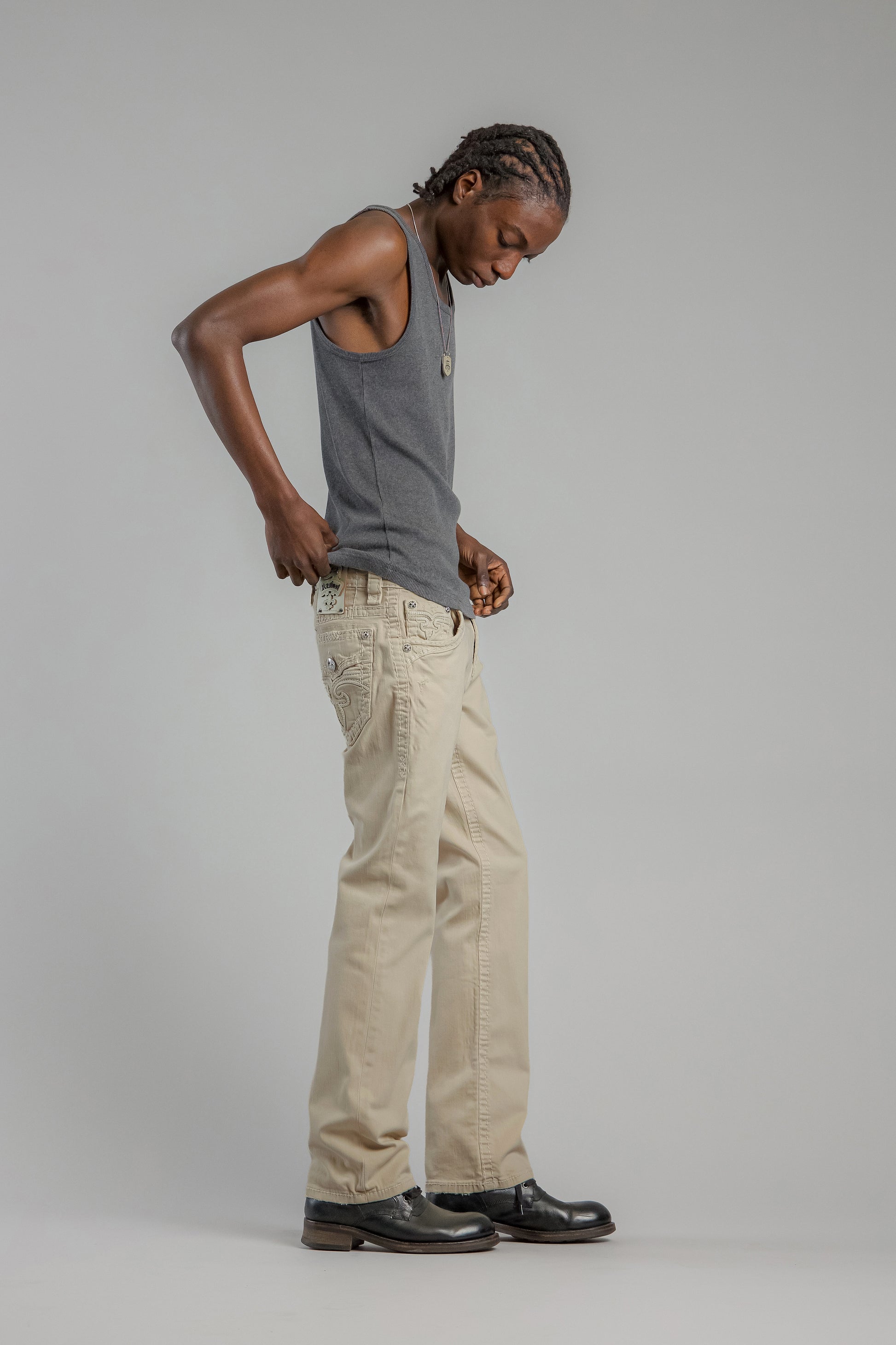 Arther Bootcut Jeans in Light Beige - Rock Revival®