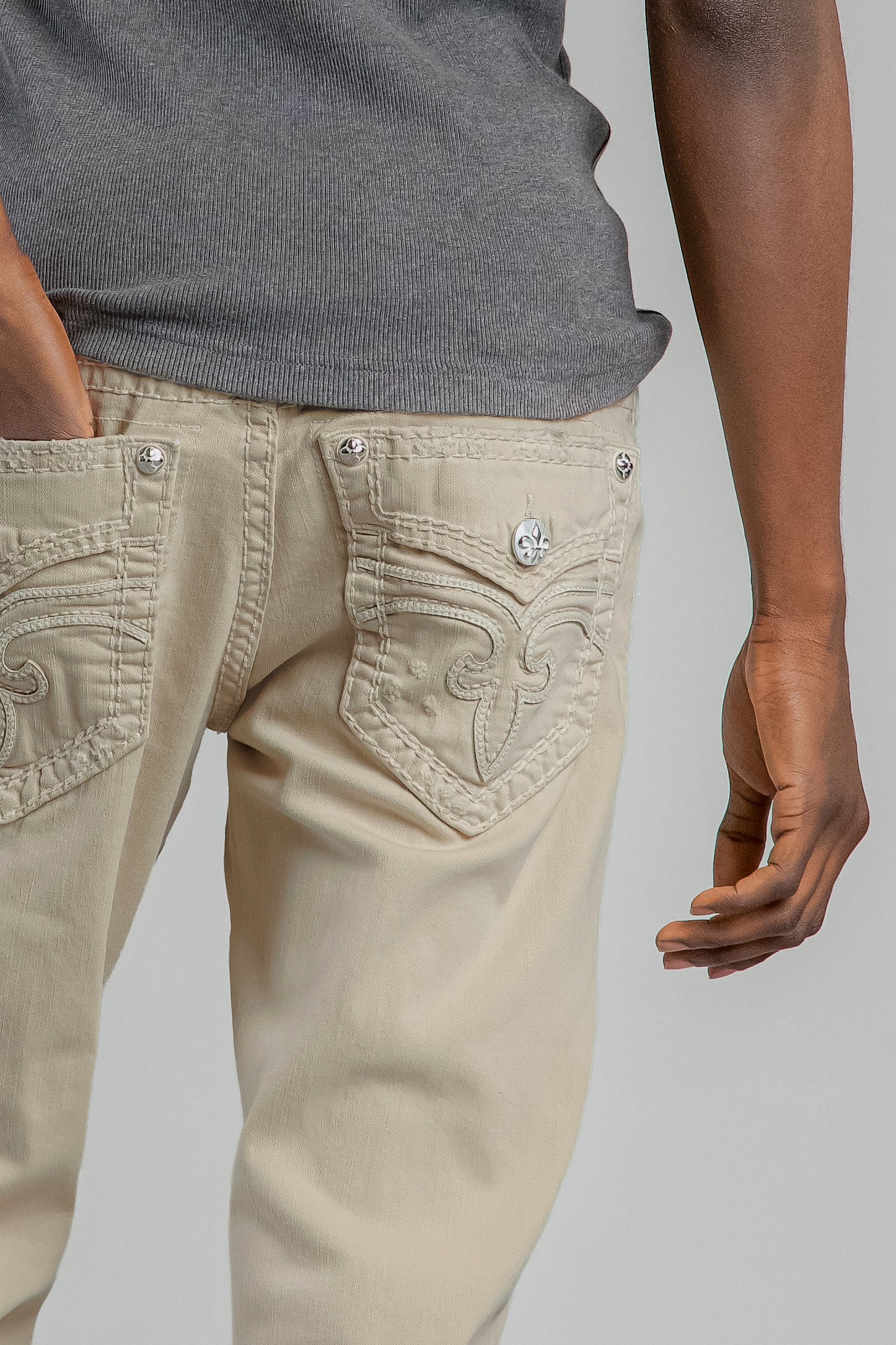 Arther Bootcut Jeans in Light Beige - Rock Revival®