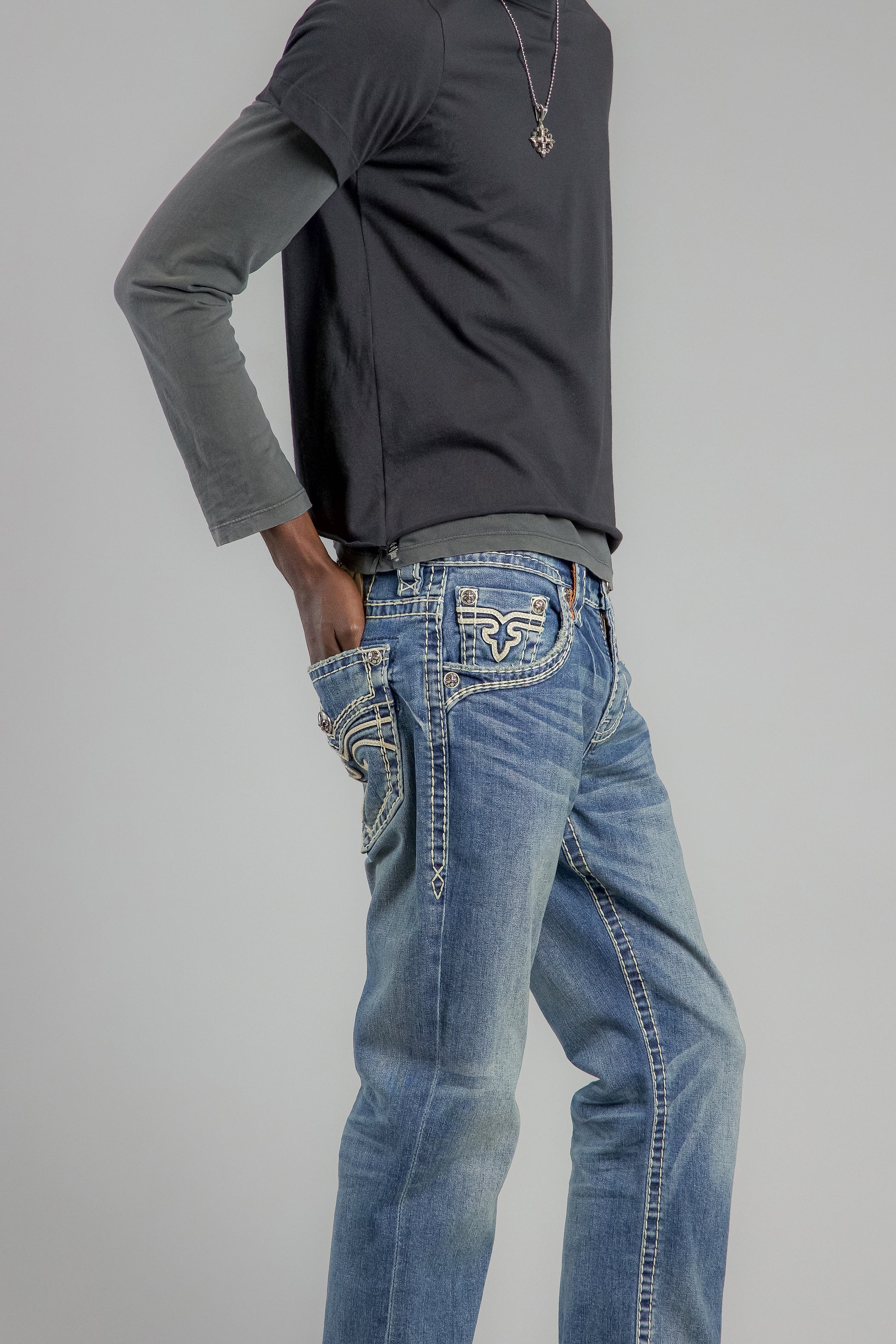 Arther Bootcut Jeans in Medium Blue - Rock Revival®