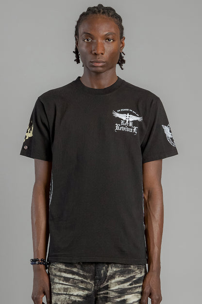 Winged Baroque Cross Graphic Tee in Black - Rock Revival®