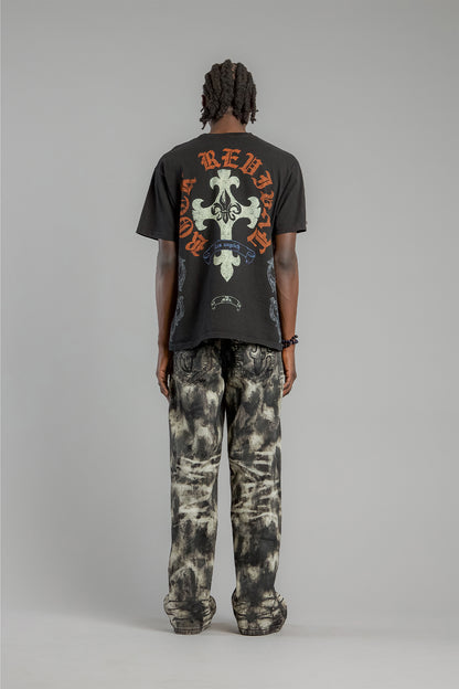 Baroque Cross Graphic Tee in Black - Rock Revival®