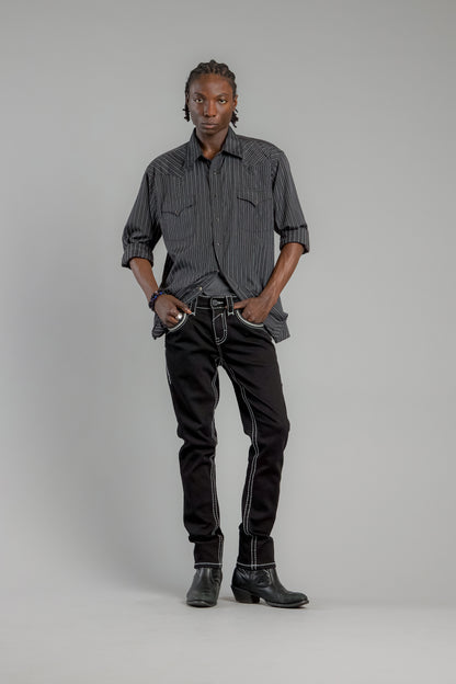 Eggplant Alt Straight Jeans in Black - Rock Revival®