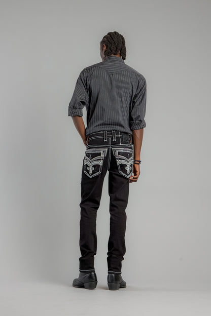 Eggplant Alt Straight Jeans in Black - Rock Revival®
