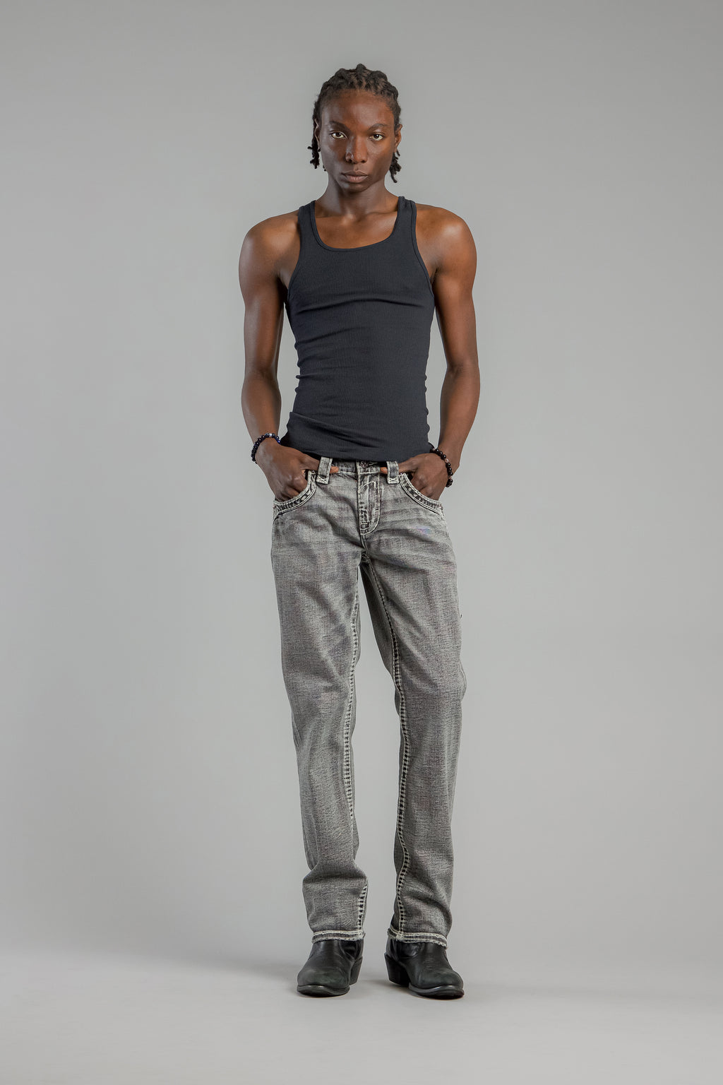 Haiden Straight Jeans in Gray - Rock Revival®