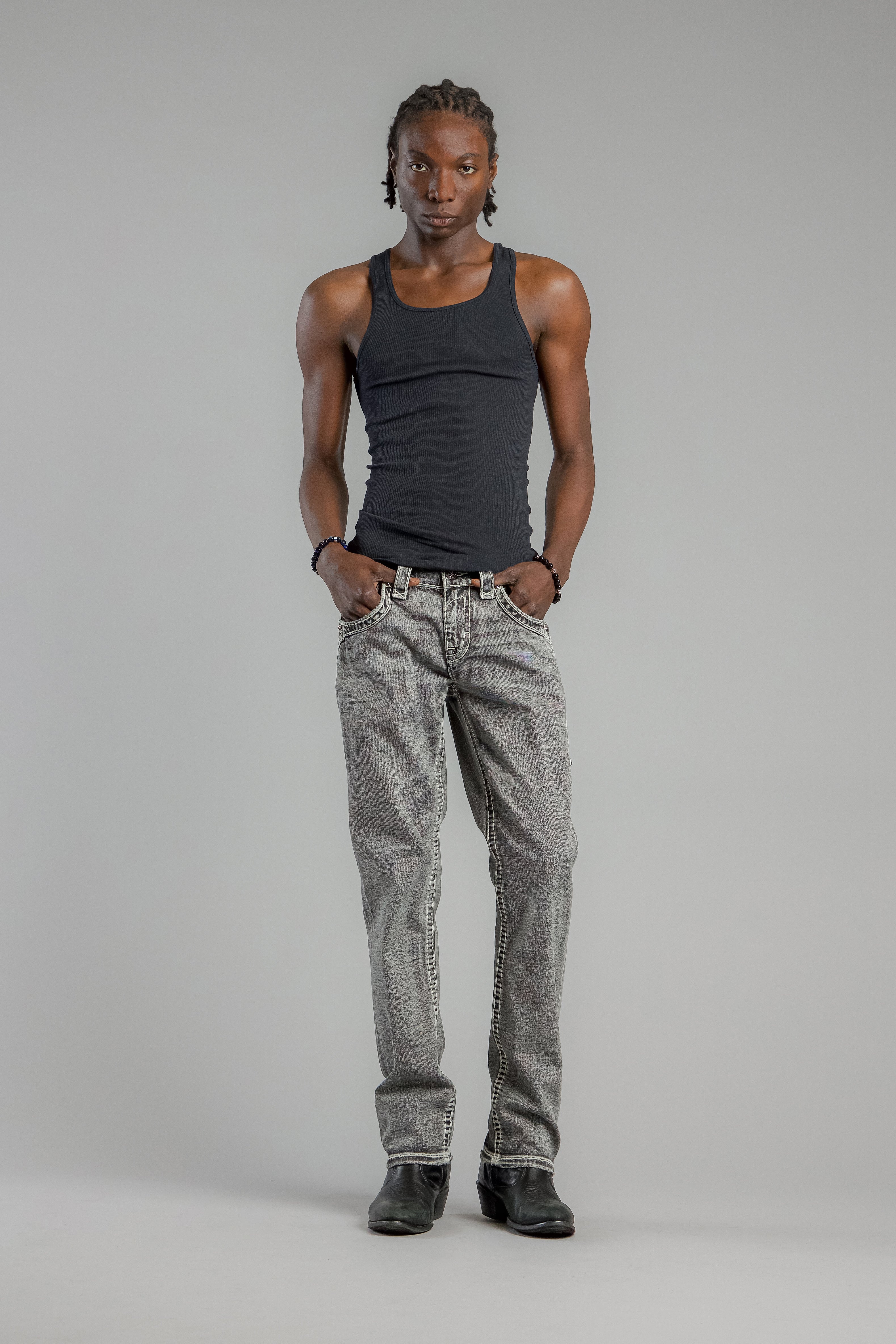 Haiden Straight Jeans in Gray - Rock Revival®