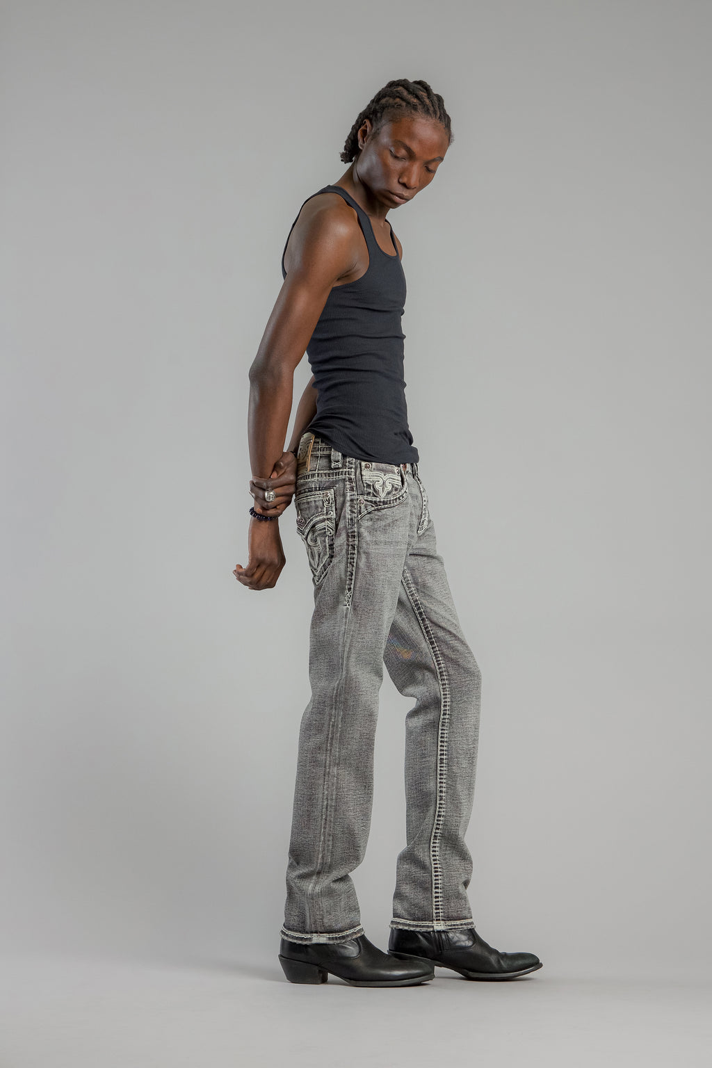 Haiden Straight Jeans in Gray - Rock Revival®