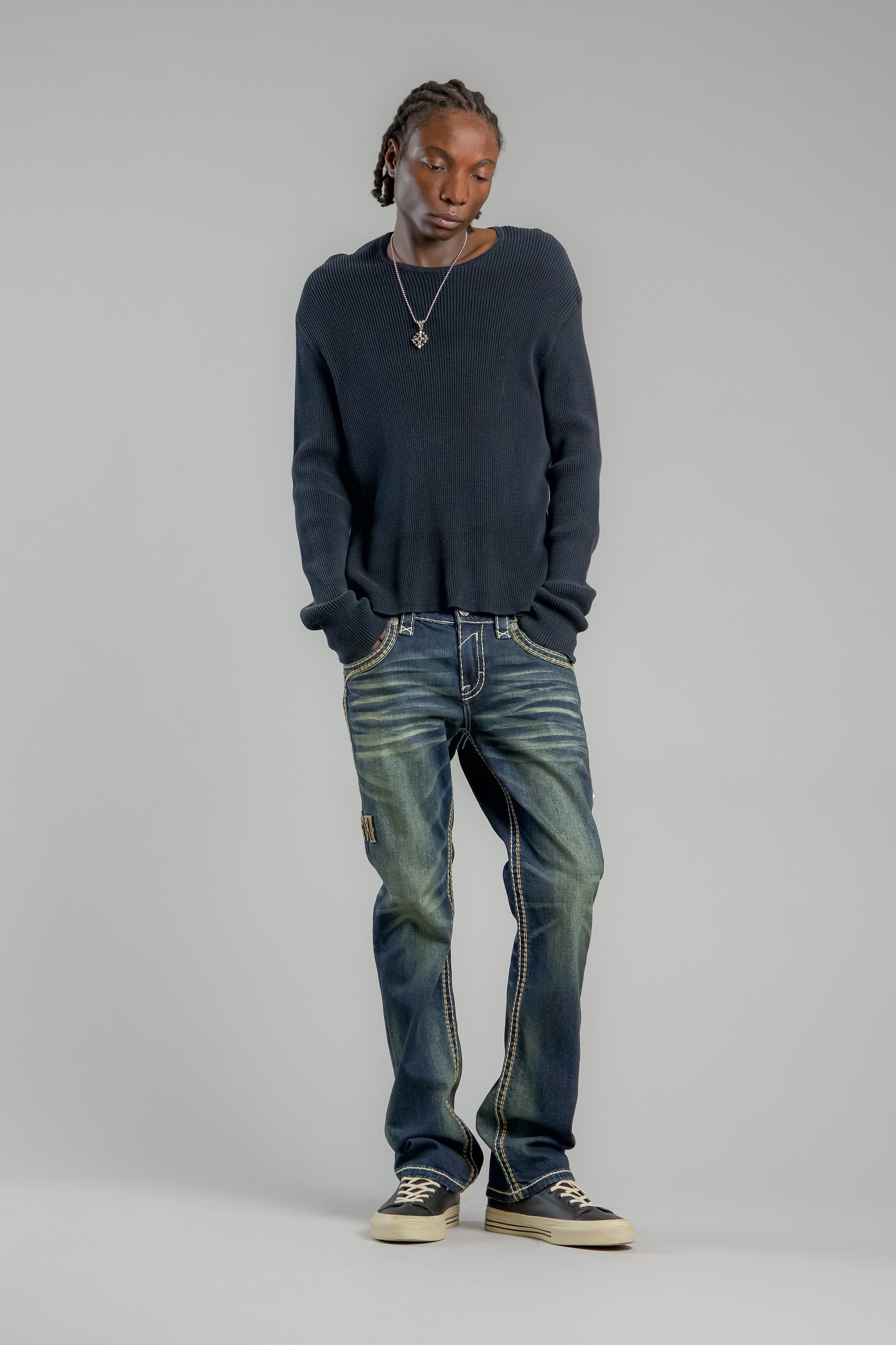 Hendrix Bootcut Jeans in Vintage Blue - GR Collection – Rock Revival®