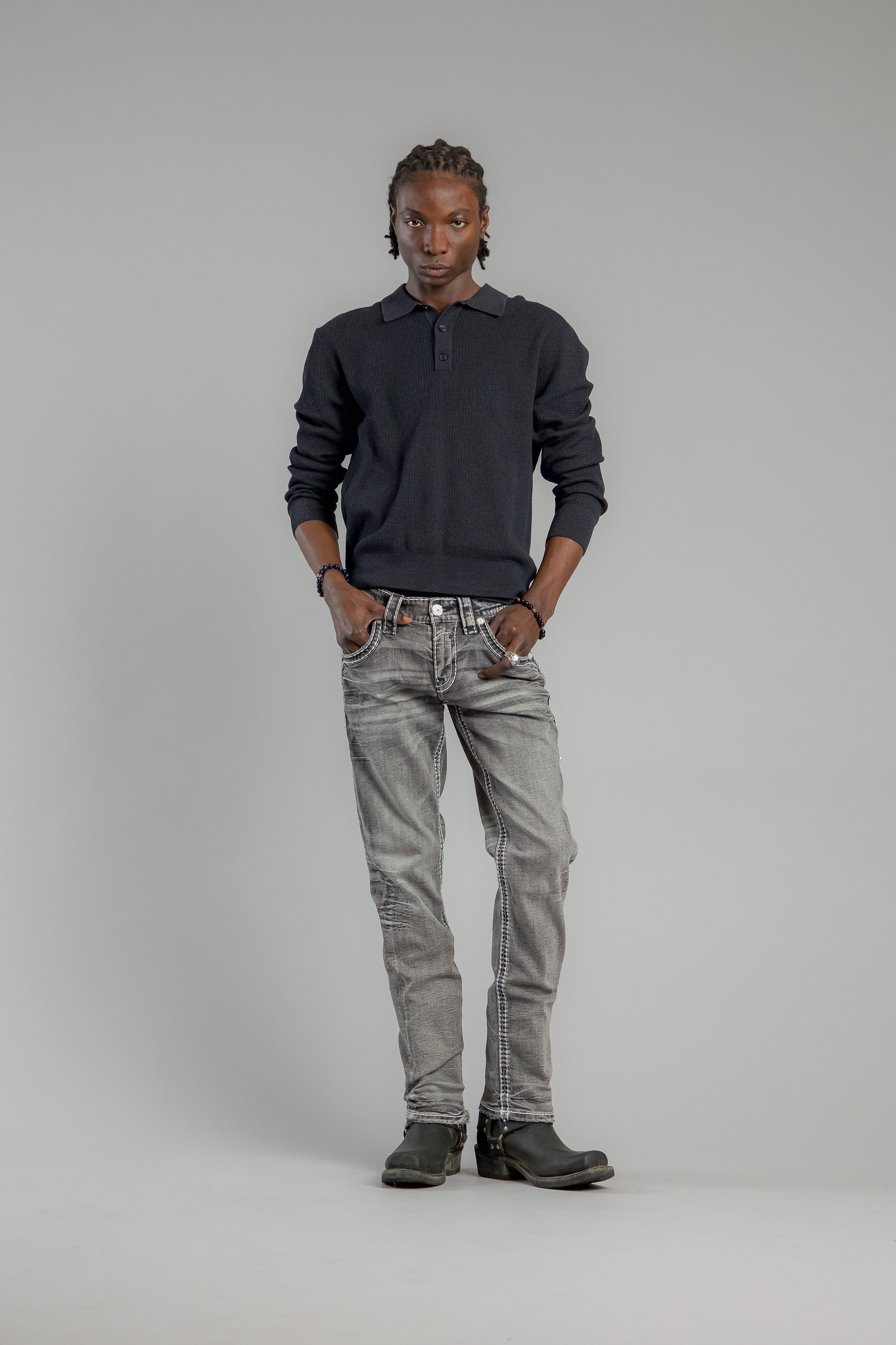 Jailin Straight Jeans in Dark Gray (description update) - Rock Revival®