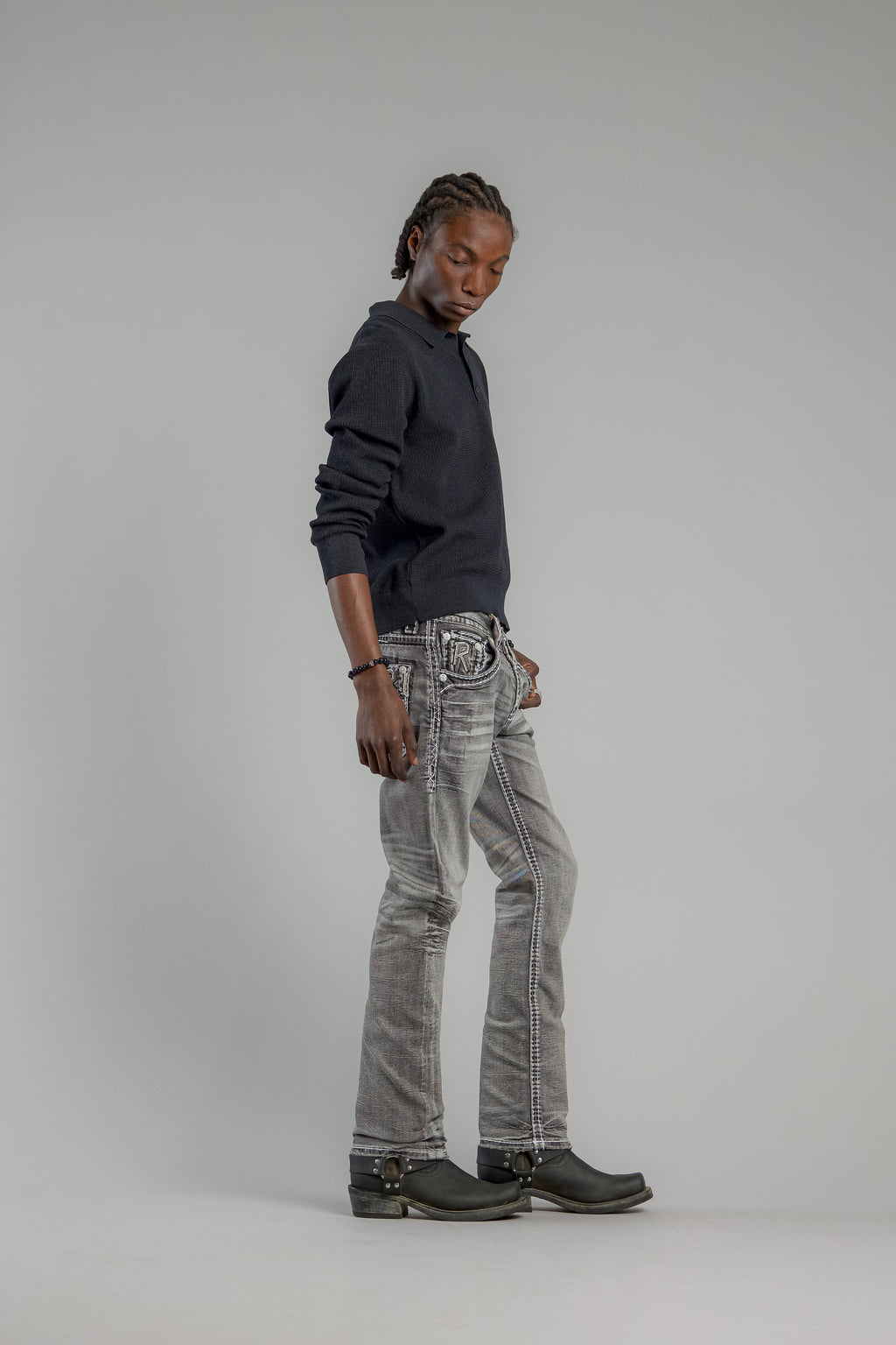 Jailin Straight Jeans in Dark Gray (description update) - Rock Revival®