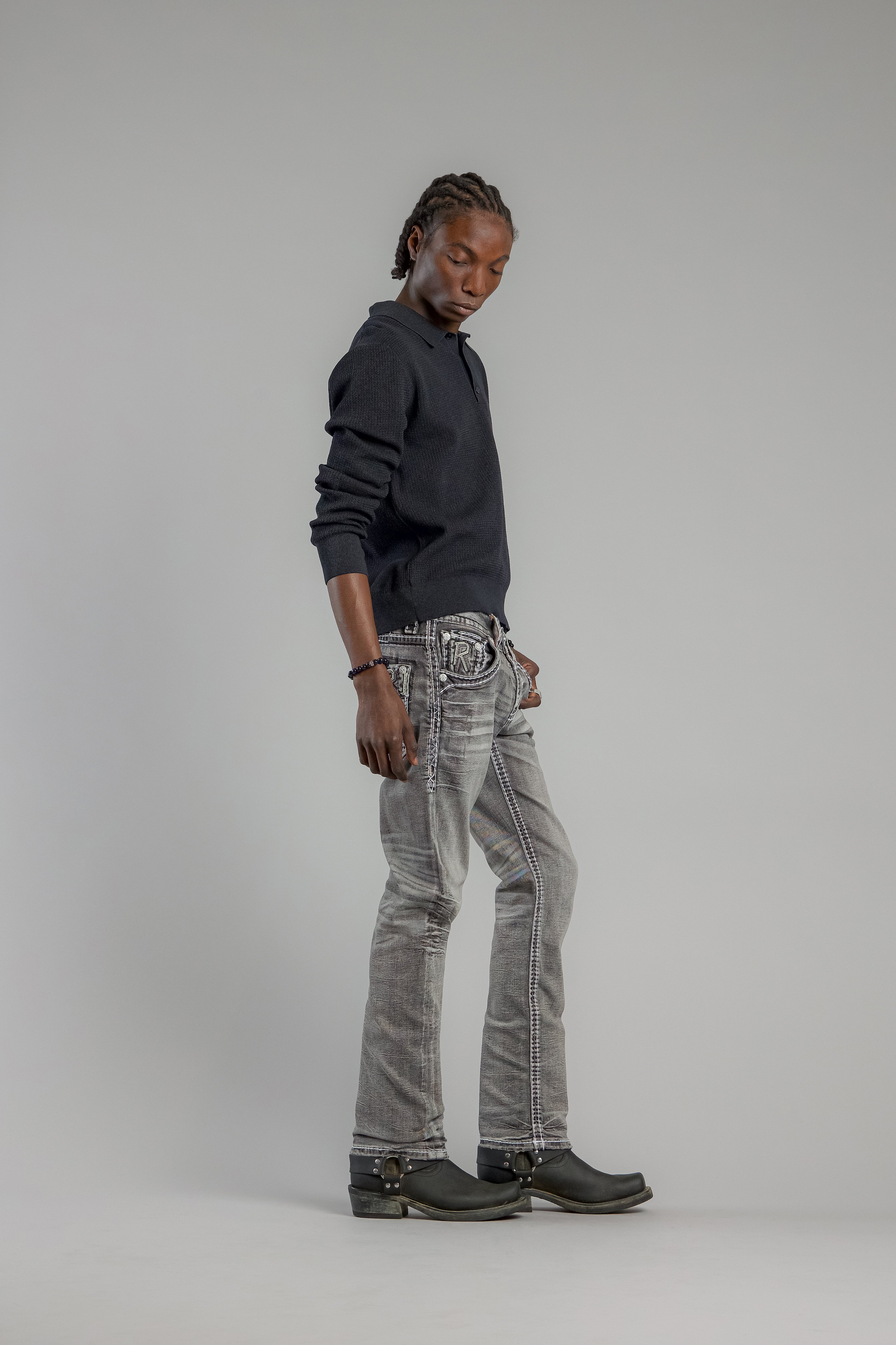 Jailin Straight Jeans in Dark Gray (description update) - Rock Revival®