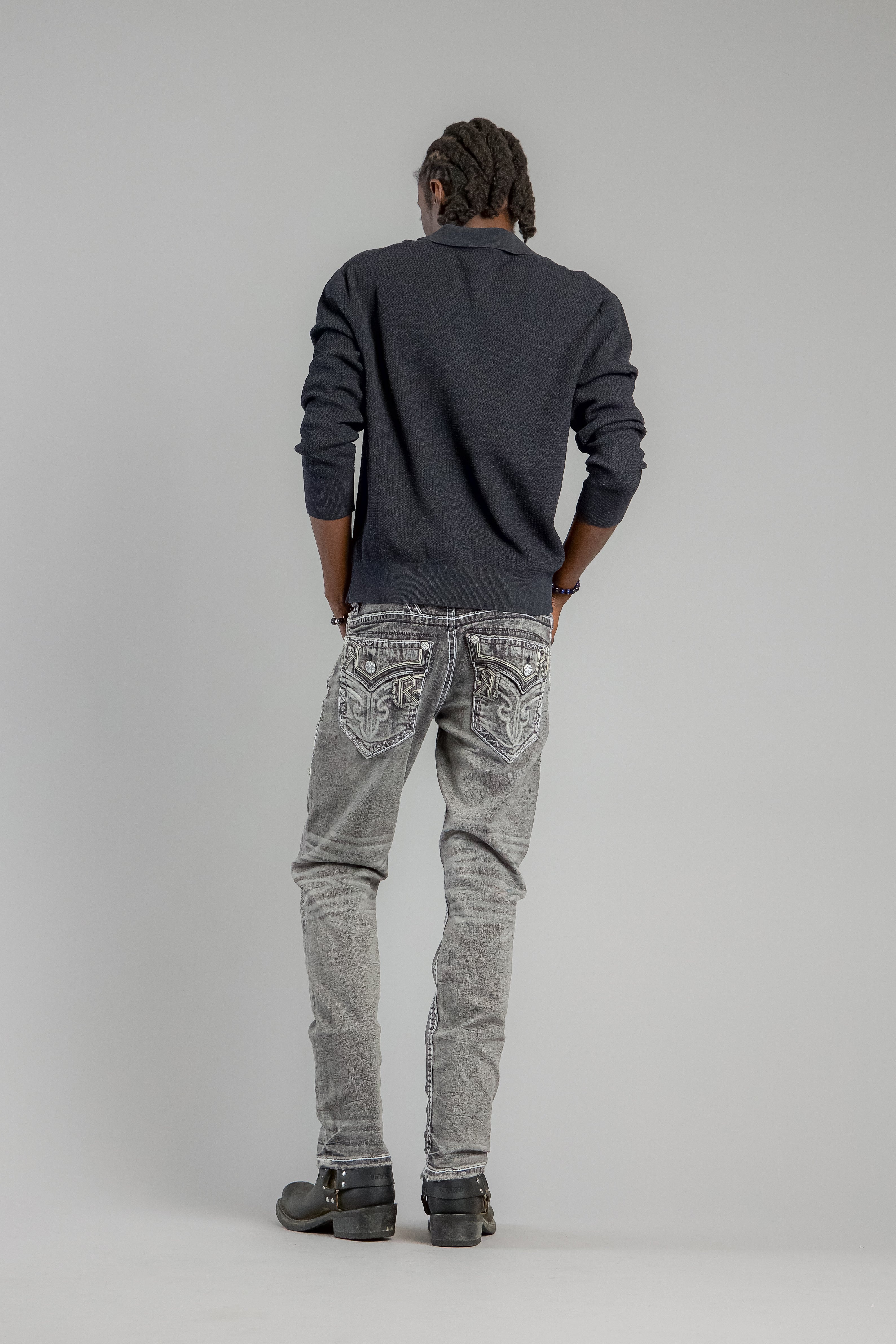 Jailin Straight Jeans in Dark Gray (description update) - Rock Revival®
