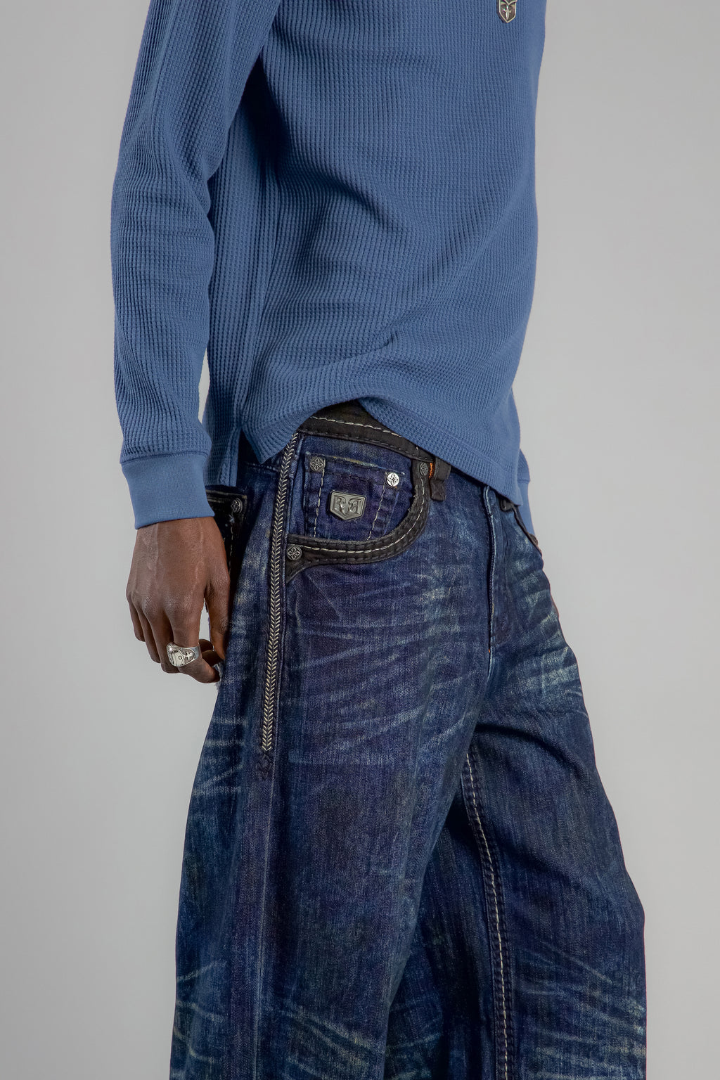 Jorrit Relaxed Baggy 3 Jeans in Dark Blue - Rock Revival®