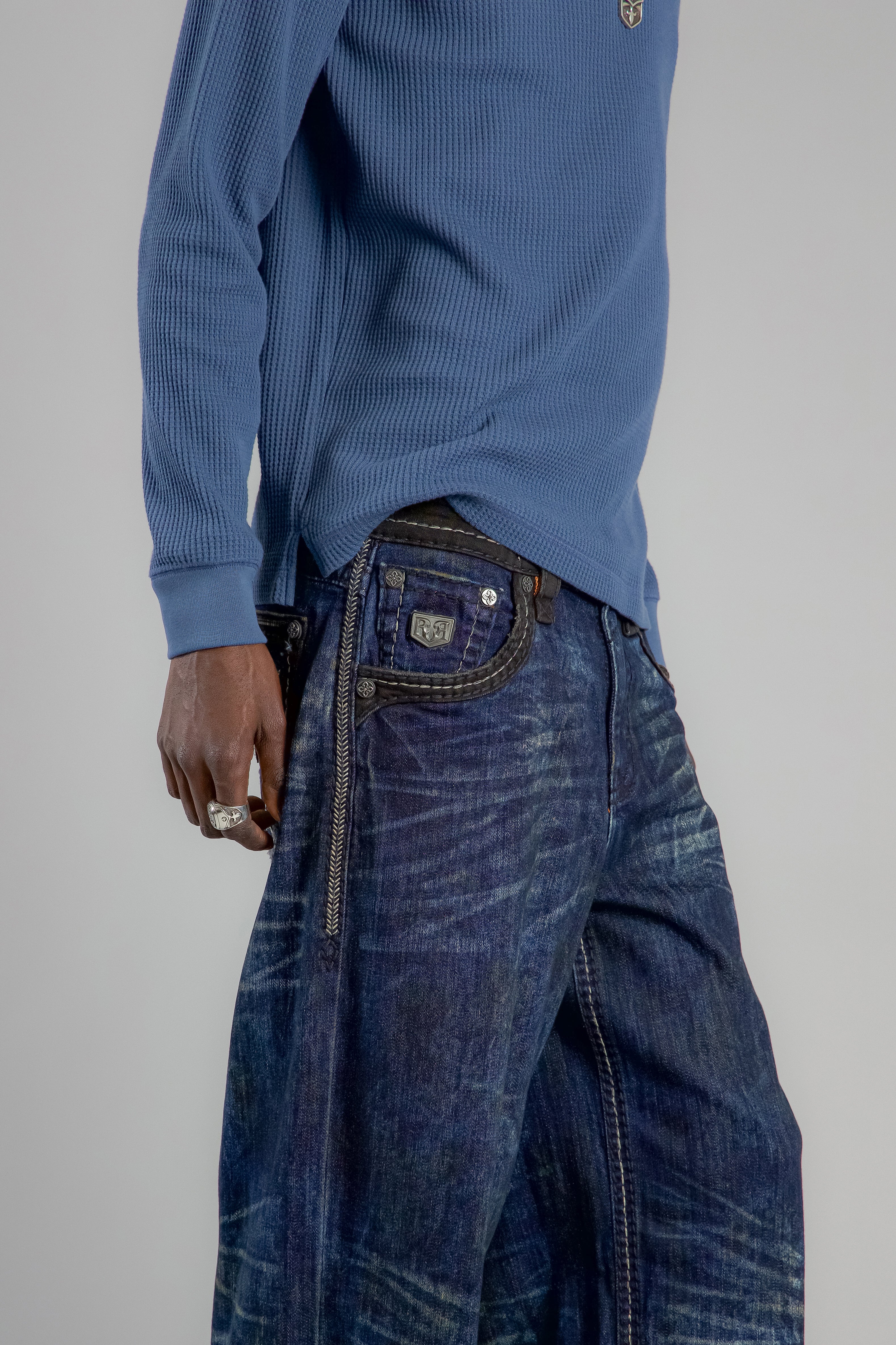 Jorrit Relaxed Baggy 3 Jeans in Dark Blue - Rock Revival®