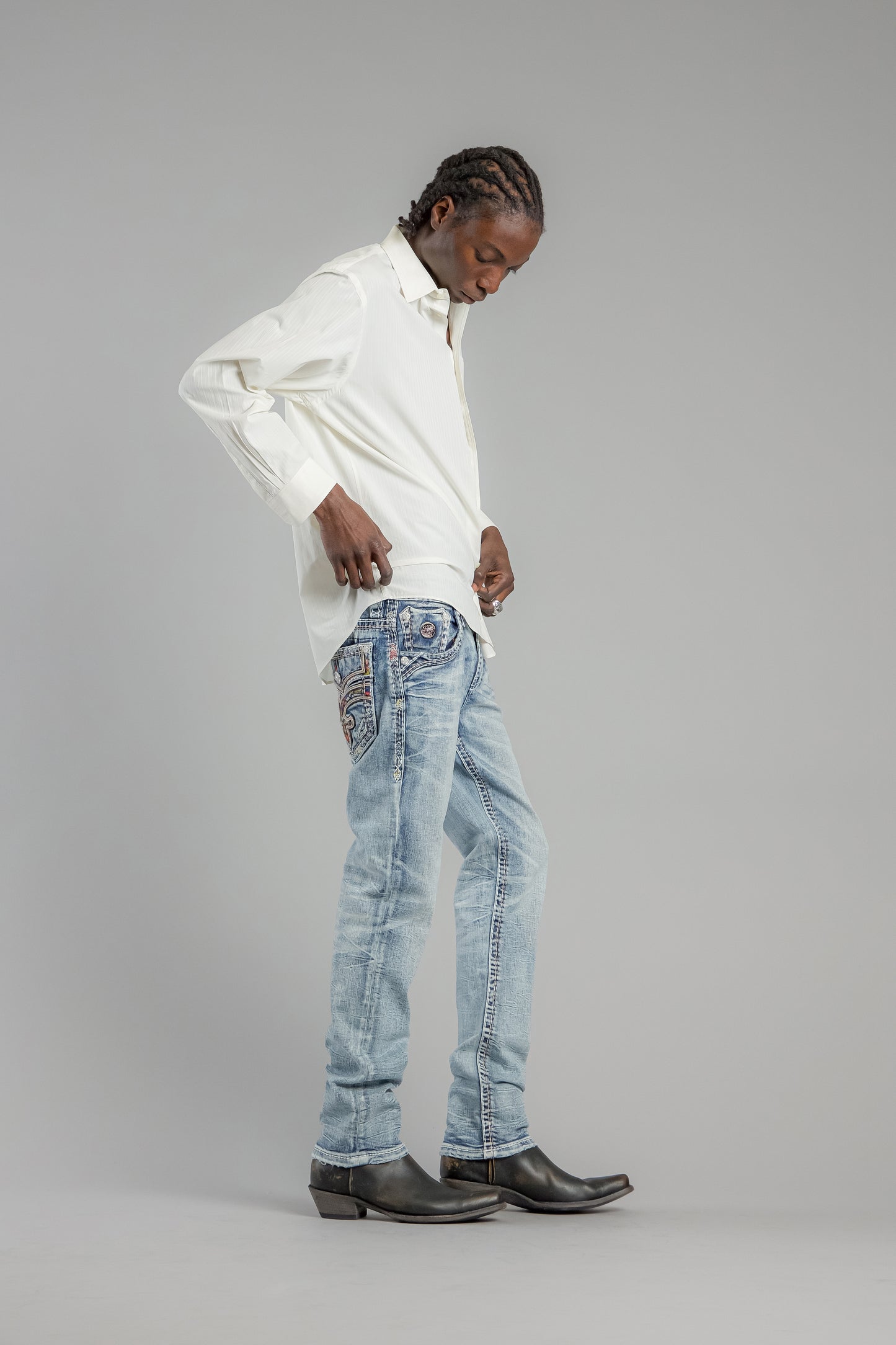 Justice Straight Jeans in Medium Blue - Rock Revival®