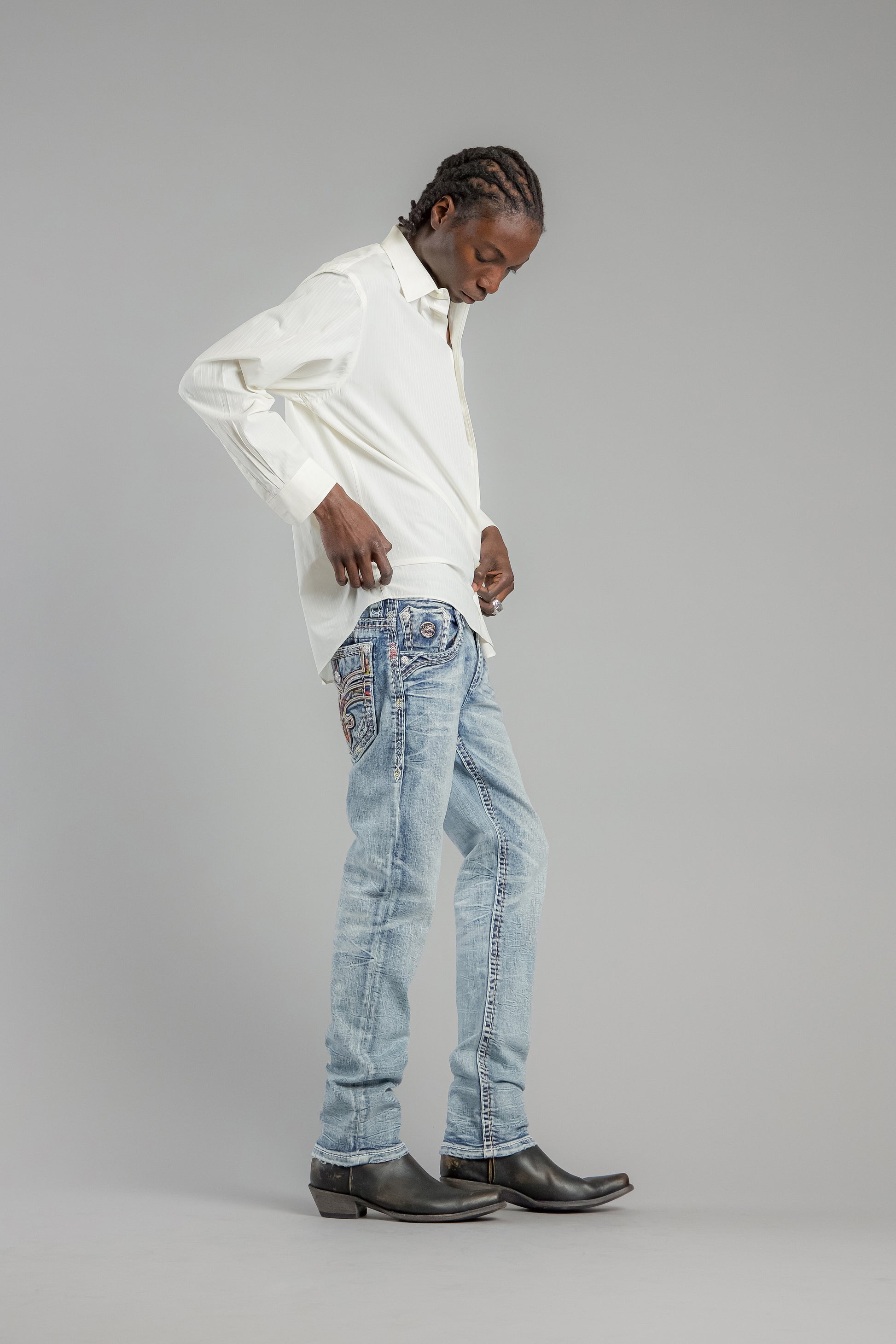 Justice Straight Jeans in Medium Blue - Rock Revival®