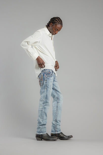Justice Straight Jeans in Medium Blue - Rock Revival®