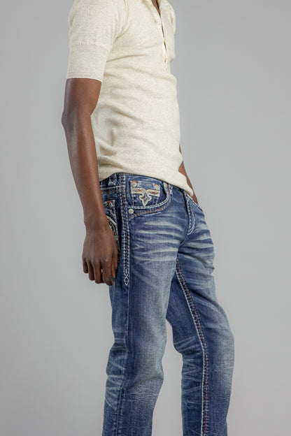 Miguel Straight Jeans in Medium Blue - Rock Revival®