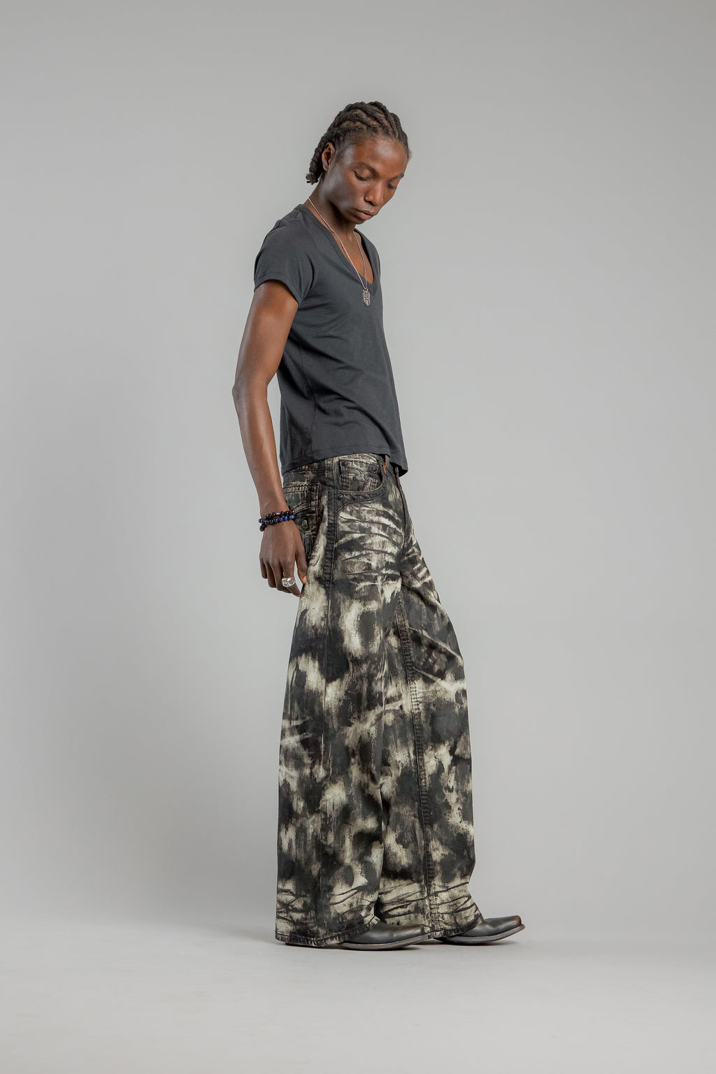 Newton Baggy 3 Jeans in Black-Beige Coated - Rock Revival®