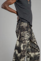 Newton Baggy 3 Jeans in Black-Beige Coated - Rock Revival®