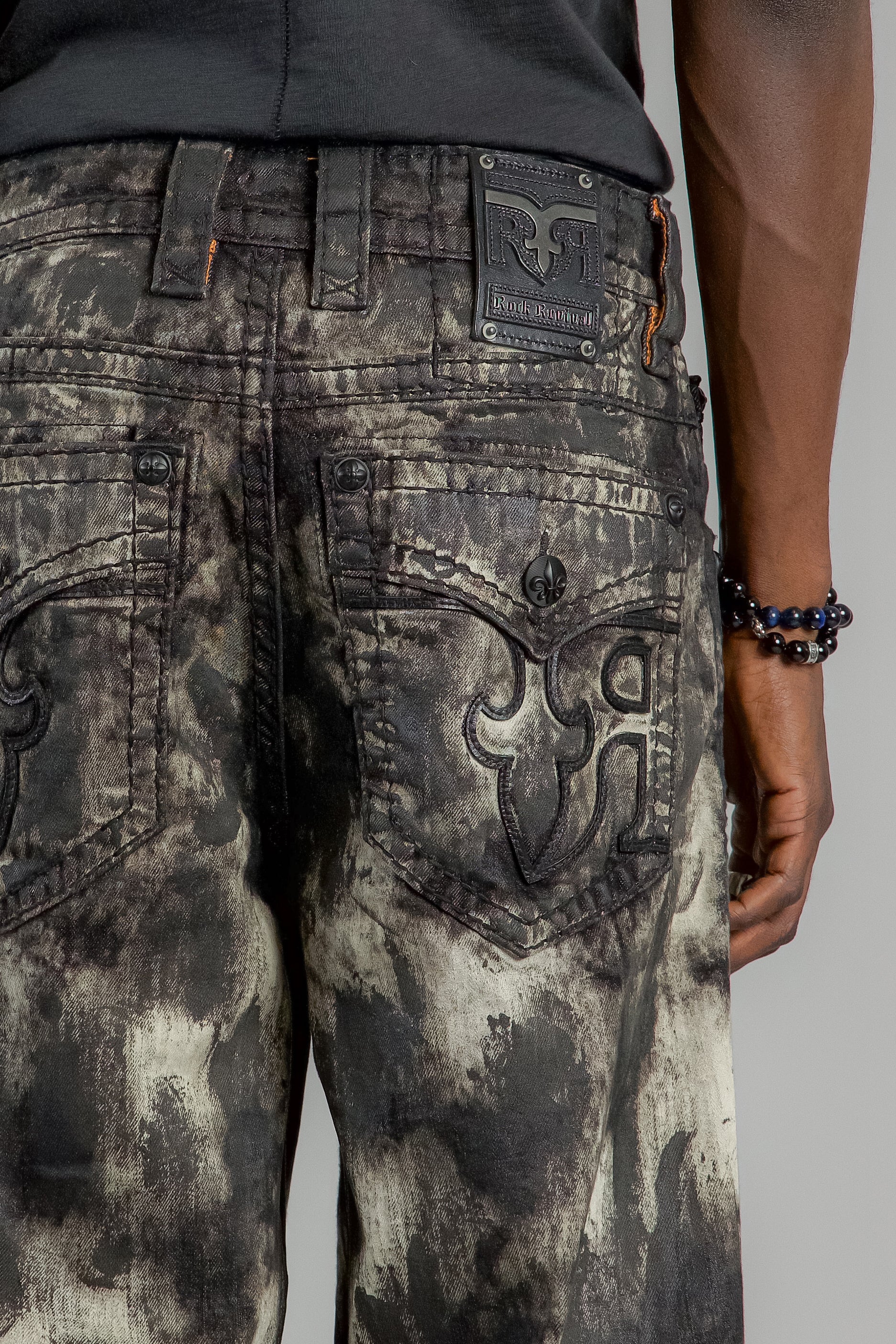 Newton Baggy 3 Jeans in Black-Beige Coated - Rock Revival®