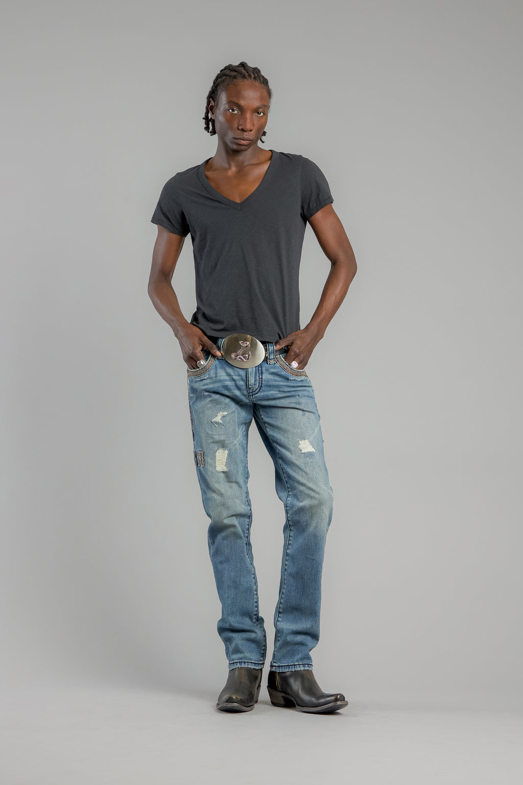 Vinton Straight Jeans in Medium Blue - Rock Revival®