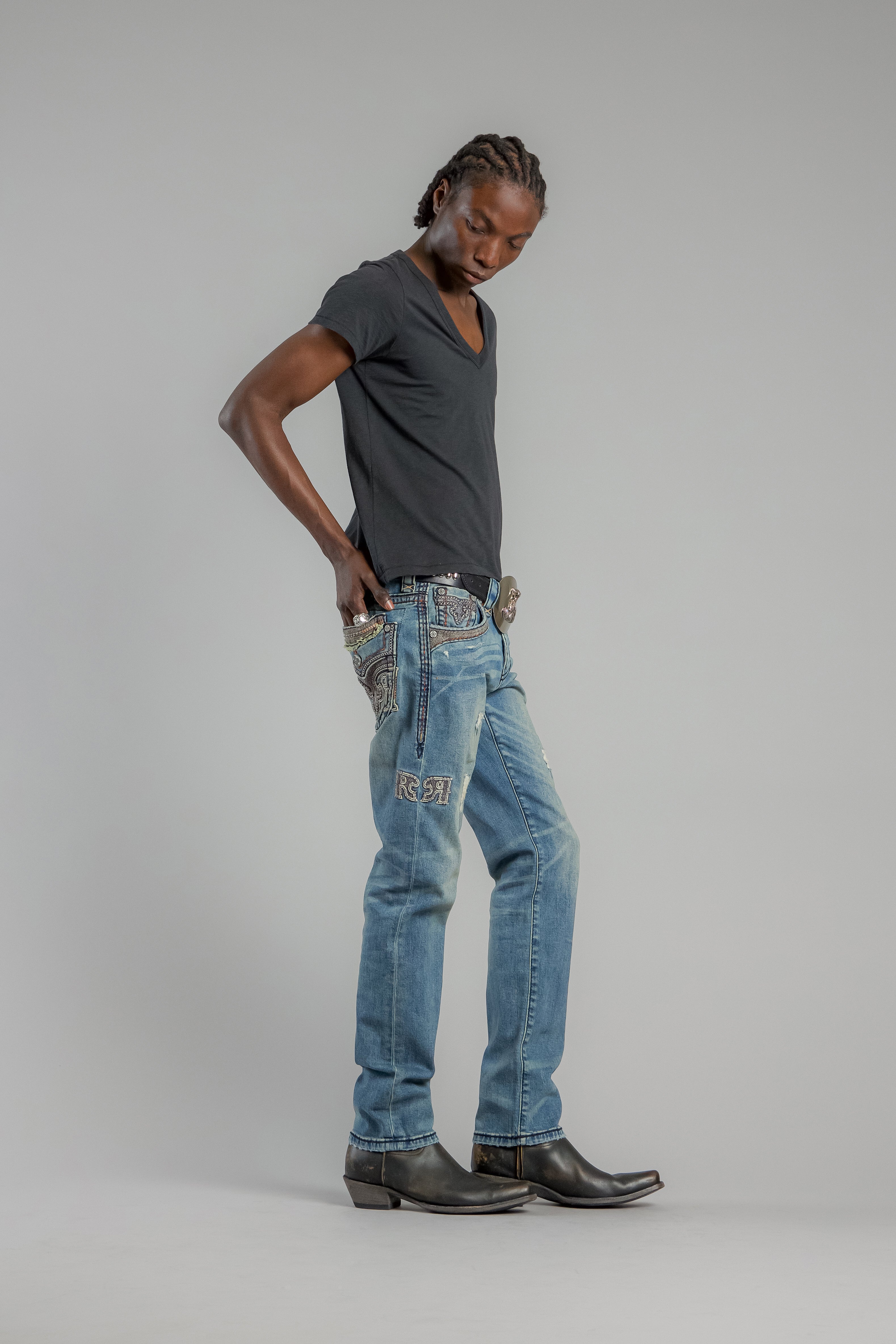 Vinton Straight Jeans in Medium Blue - Rock Revival®
