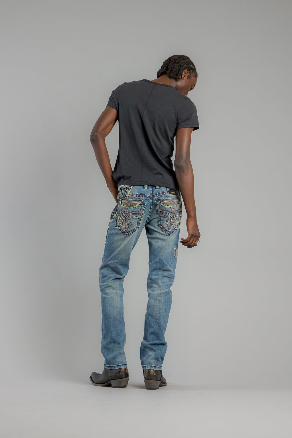 Vinton Straight Jeans in Medium Blue - Rock Revival®
