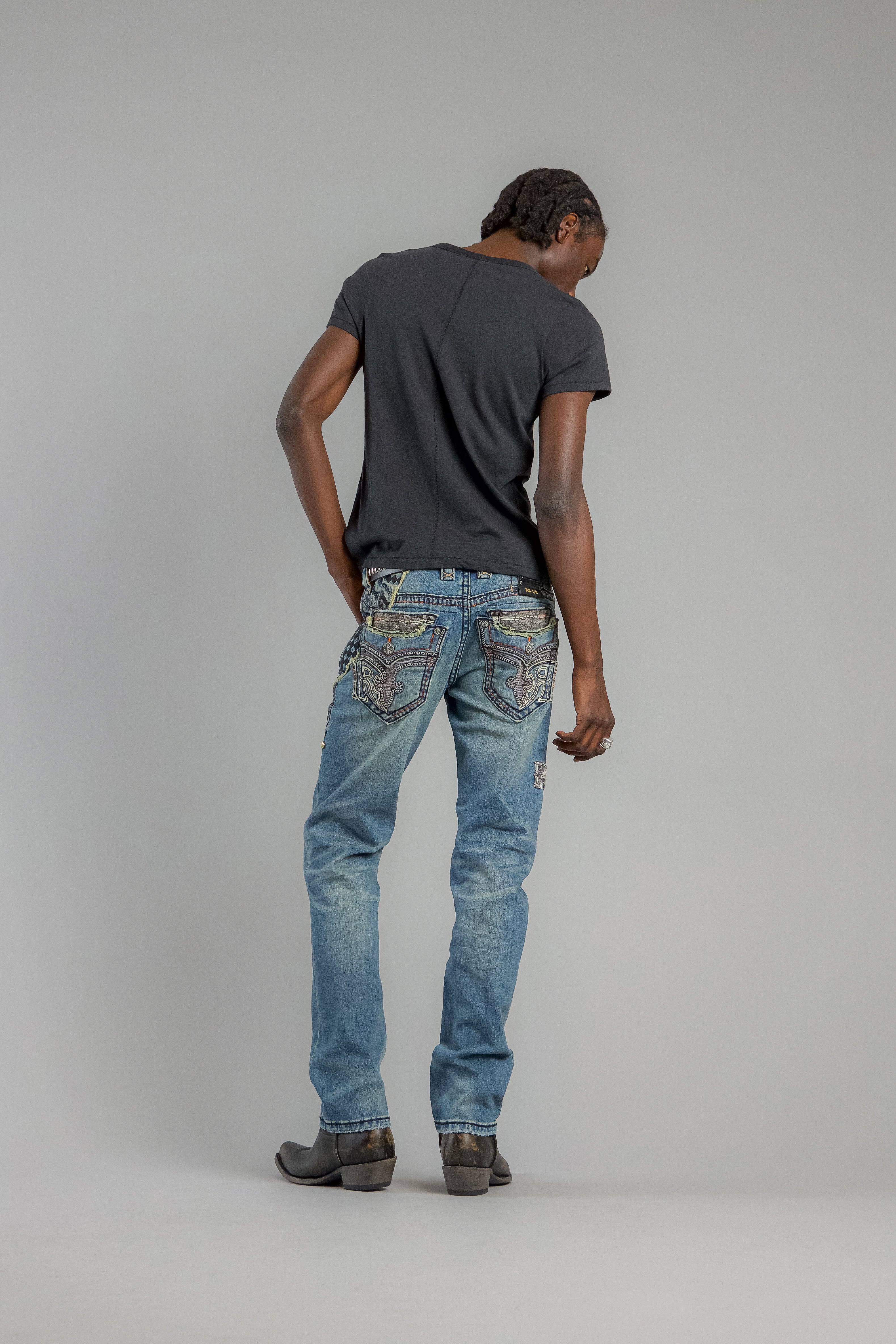 Vinton Straight Jeans in Medium Blue - Rock Revival®