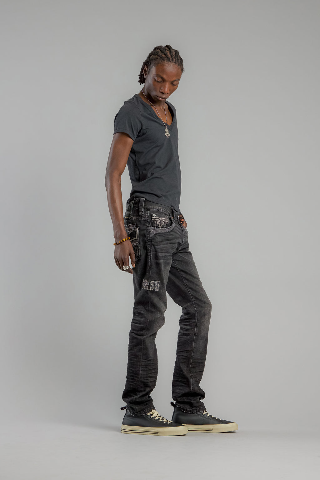 Vinton Straight Jeans in Black - Rock Revival®