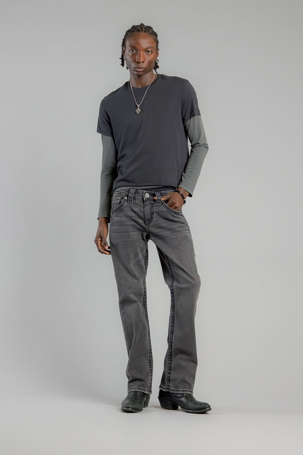 Wes Bootcut Jeans in Dark Gray - Rock Revival®
