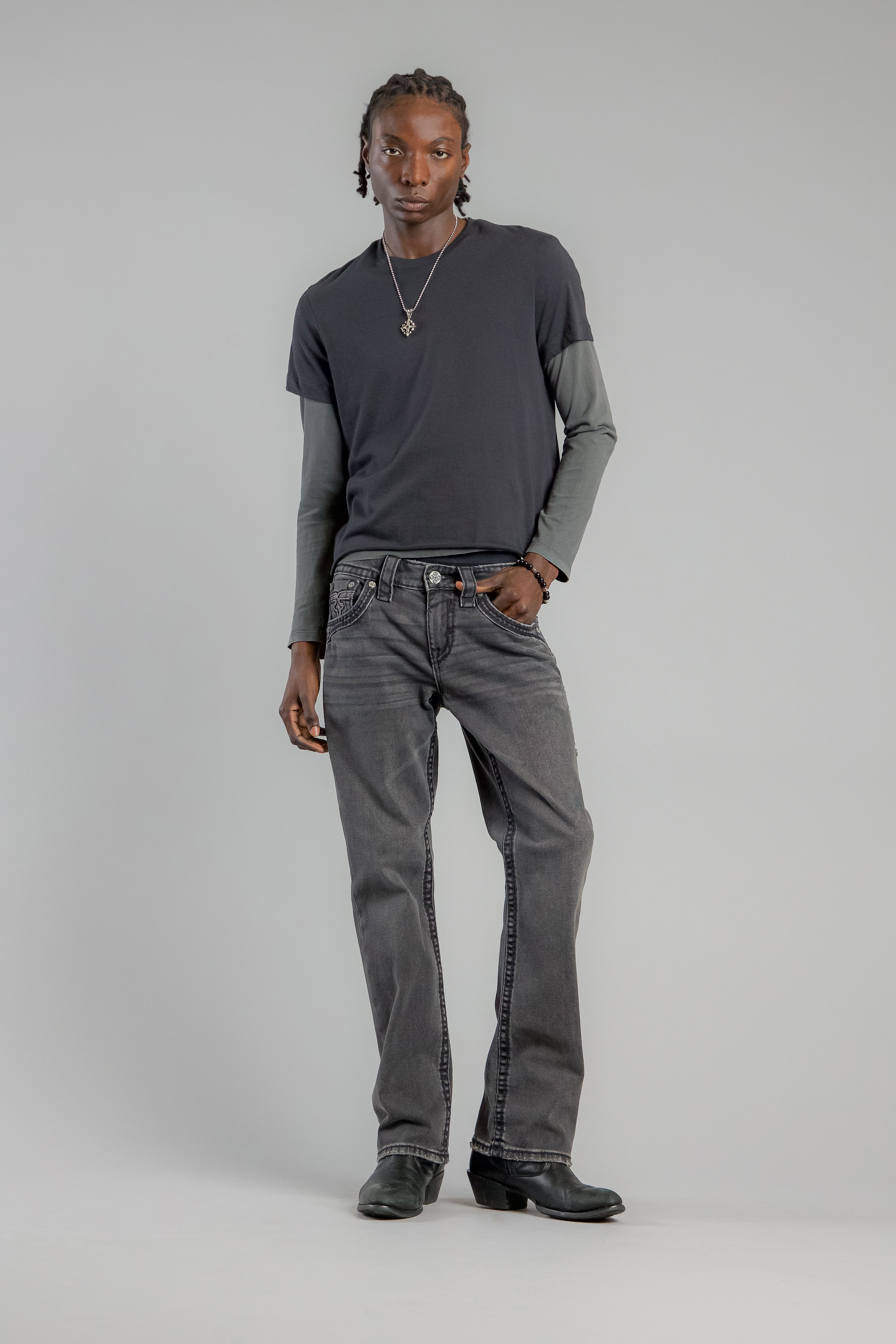 Wes Bootcut Jeans in Dark Gray - Rock Revival®