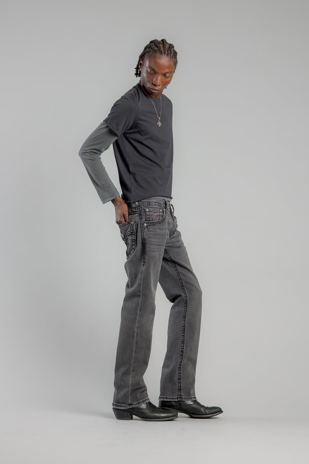 Wes Bootcut Jeans in Dark Gray - Rock Revival®
