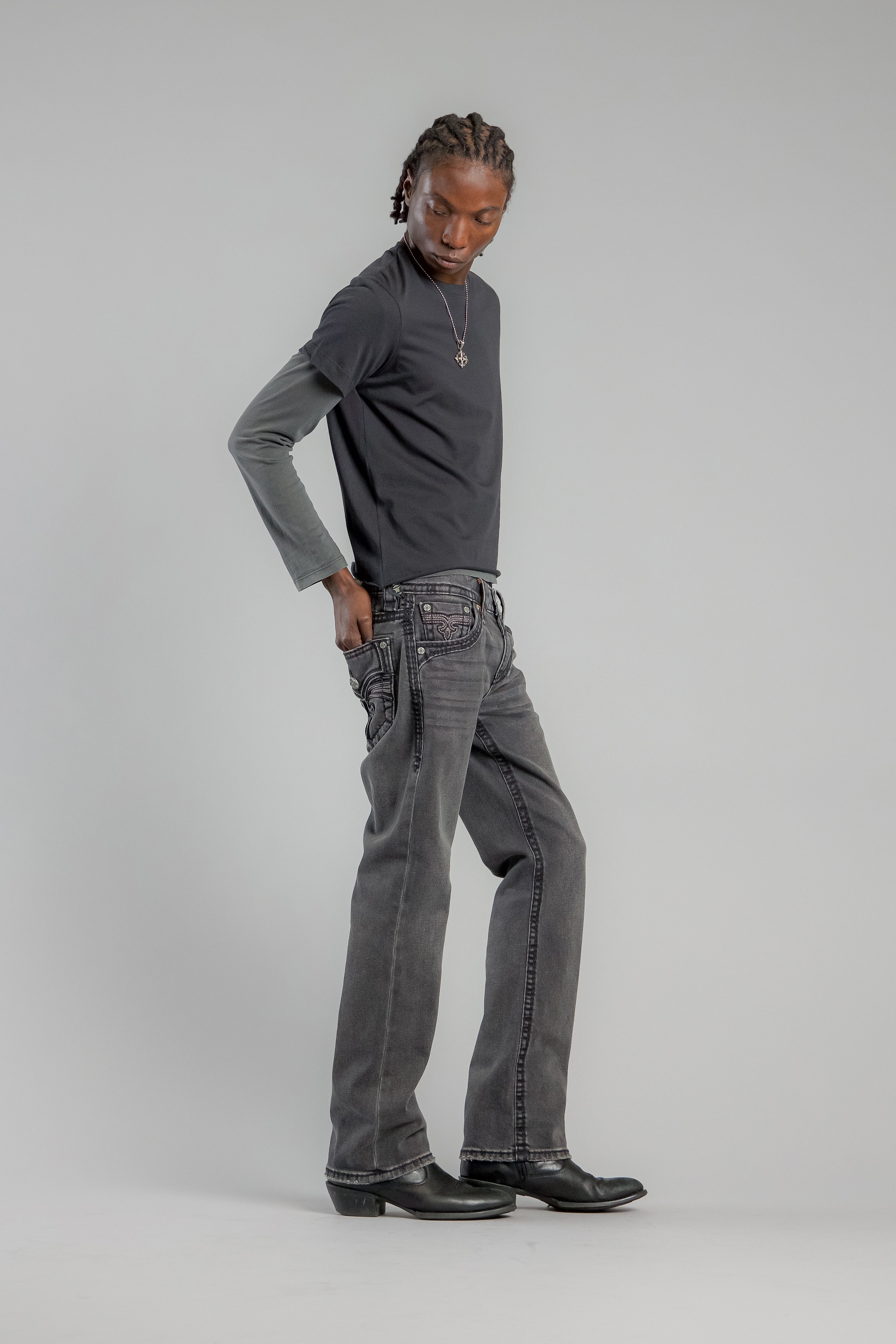 Wes Bootcut Jeans in Dark Gray - Rock Revival®