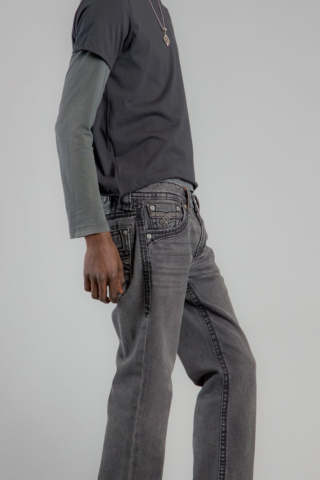 Wes Bootcut Jeans in Dark Gray - Rock Revival®