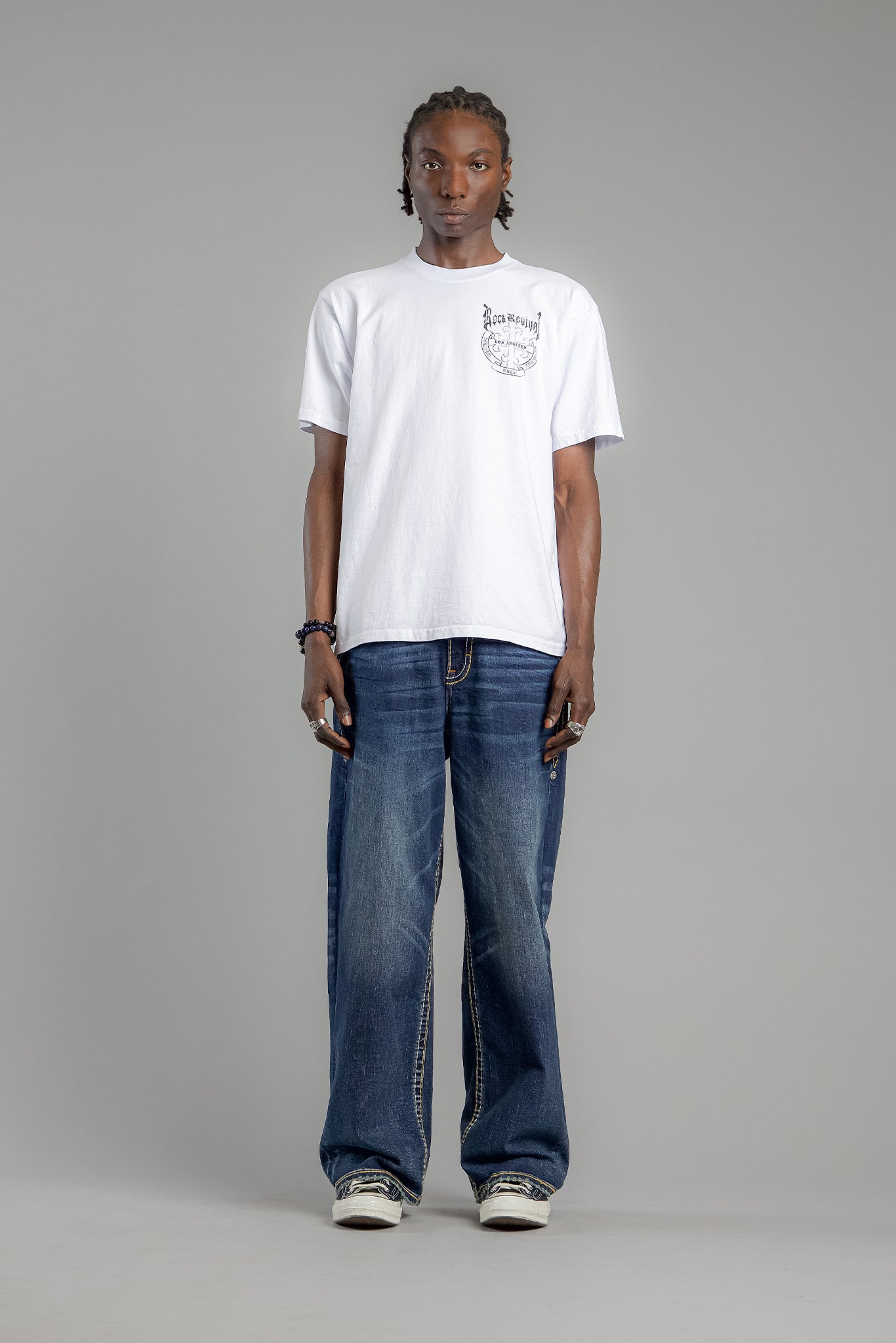 Baroque Cross Graphic Tee in in White - Rock Revival®