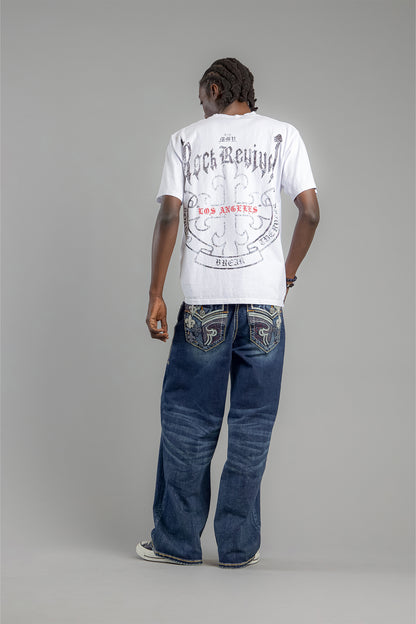 Baroque Cross Graphic Tee in in White - Rock Revival®